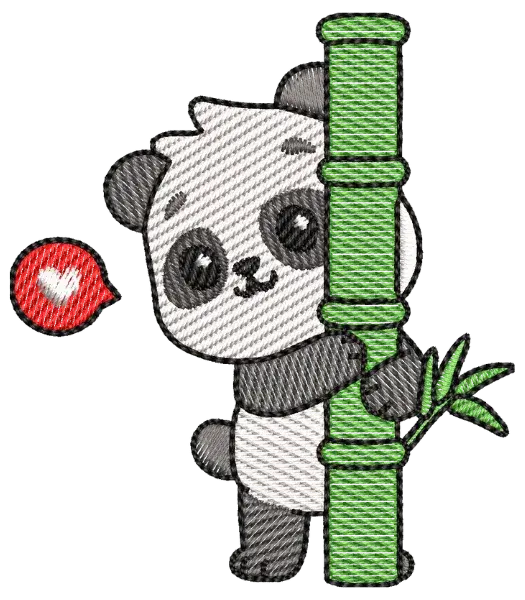 Matriz de Bordado Panda Abraçando Bambu